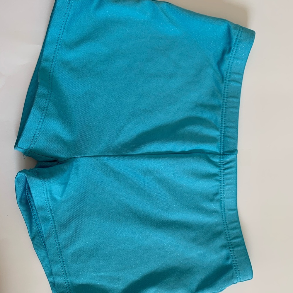 Blue gymnast shorts
